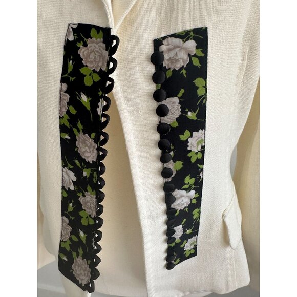 DOLCE & GABBANA Cream Floral Rose Buttoned Blazer Size IT 44 - Picture 10 of 11